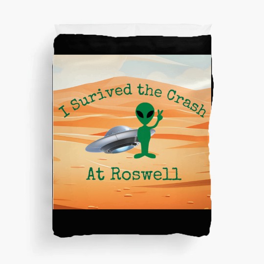 I Survived the Crash at Roswell in Desert Duvet Covers