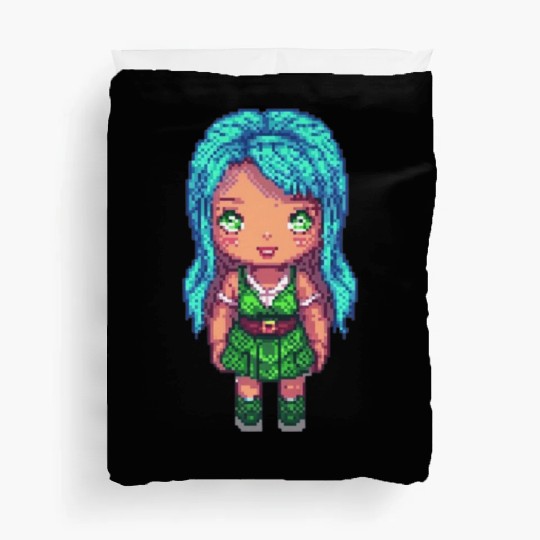 Mystic Emerald Sprite - Pixel Art Design Duvet Covers