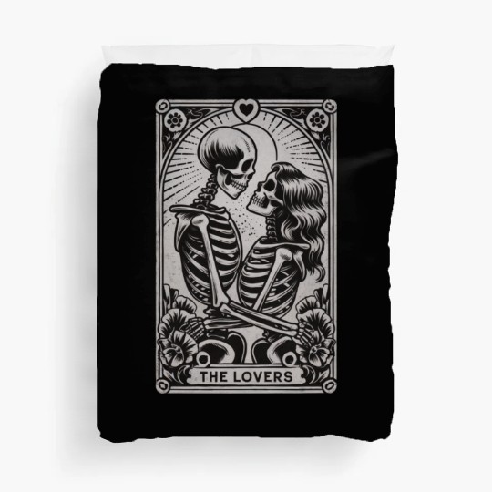 The Lovers Skeletons Gothic Tarot Card Style Duvet Covers