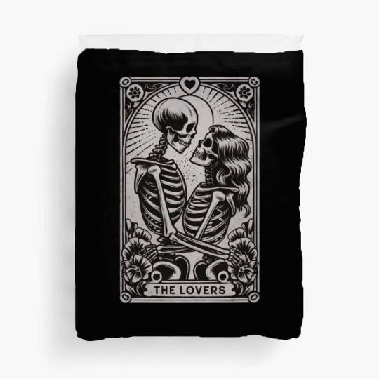 The Lovers Skeletons Gothic Tarot Card Style Duvet Covers