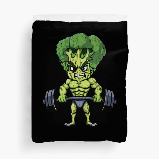 funny broccoli gym bodybuilding Duvet Covers