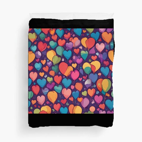 Hearts and balloon design in multiple colors Duvet Covers