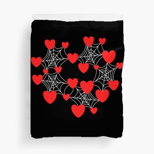 spiderwebs and hearts for valentine and halloween Duvet Covers