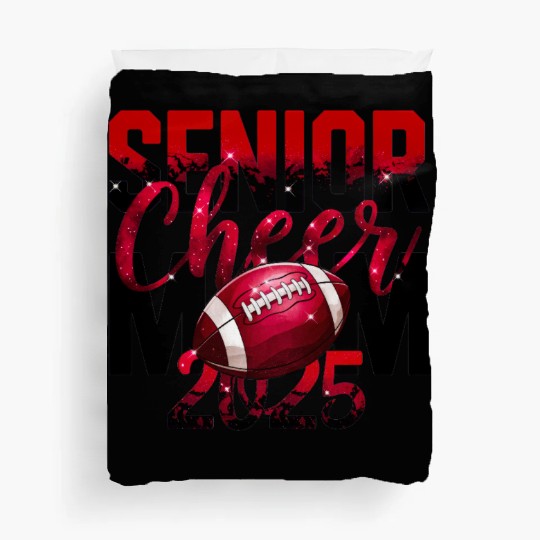 Red Senior Cheer Mom 2025 Football Design Mom Life Duvet Covers