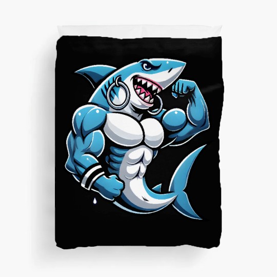 Muscular Shark women - Cool Cartoon Design Duvet Covers