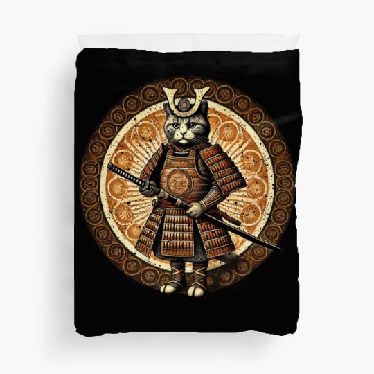 Japanese Samurai Cat Tattoo Kawaii Cat Art Anime Duvet Covers