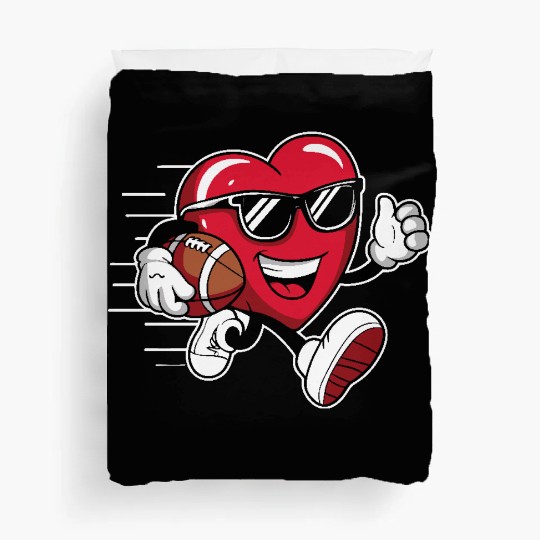 Valentines Day Heart Playing Football Boys Girls Duvet Covers