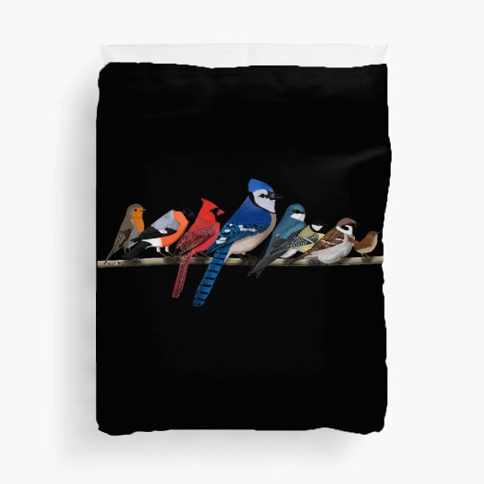 Garden Birds Blue Jay Cardinal Bullfinch Birding Duvet Covers