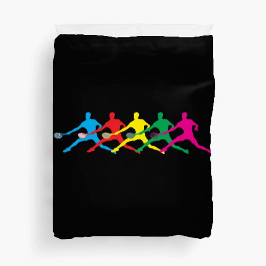 Colorful Tennis Players Silhouette Art Duvet Covers
