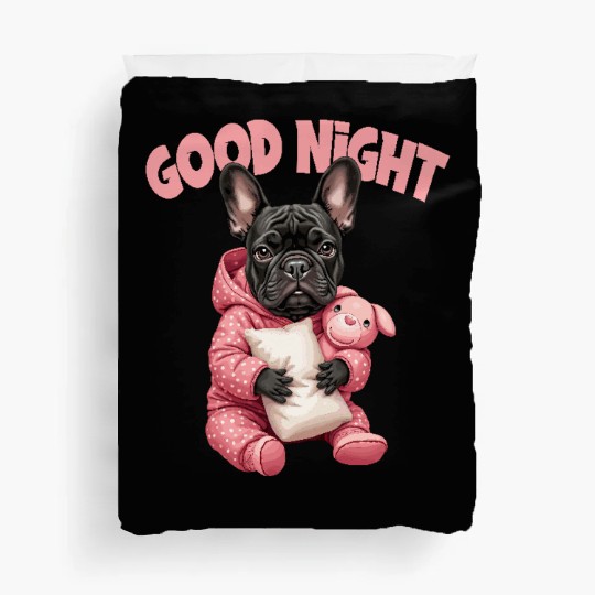 Cute Good Night French Bulldog Pajamas Duvet Covers