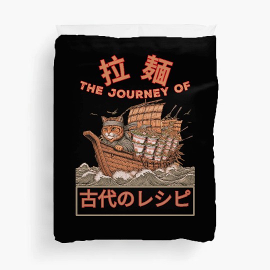 Samurai Cat with ramen Duvet Covers