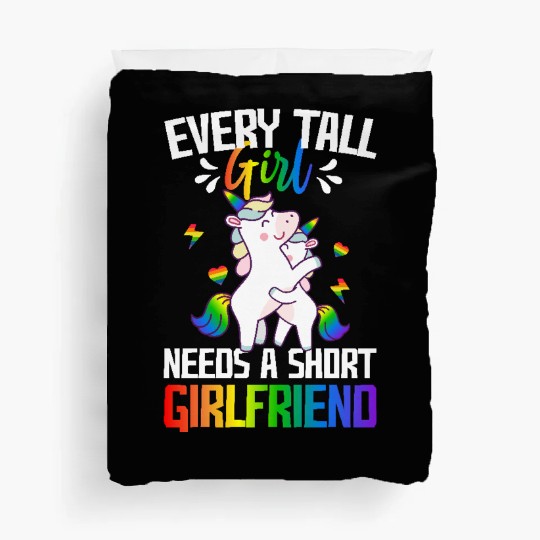 Tall Girl Needs A Short Girlfriend Lesbian Pride Duvet Covers