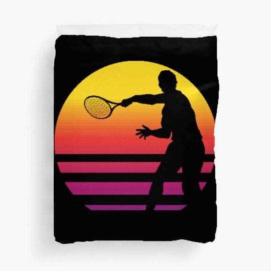 Retro Sunset Tennis Enthusiast Graphic Duvet Covers