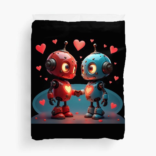 Cute Robot Hearts Duvet Covers