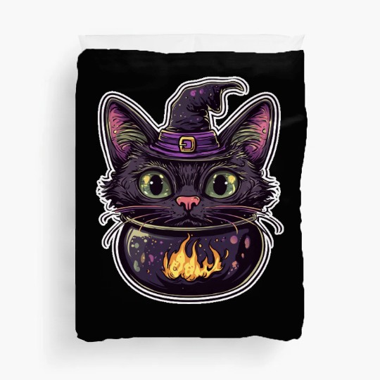Cat Boiler Cat Witch Halloween Duvet Covers