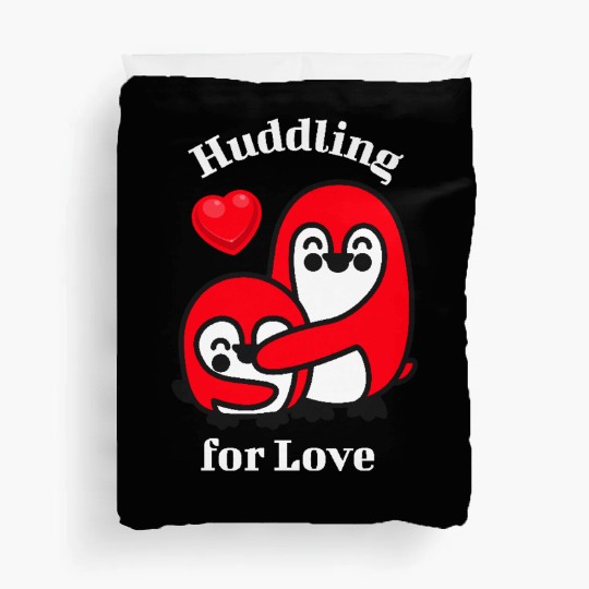 Huddling for Love, funny penguin Duvet Covers.