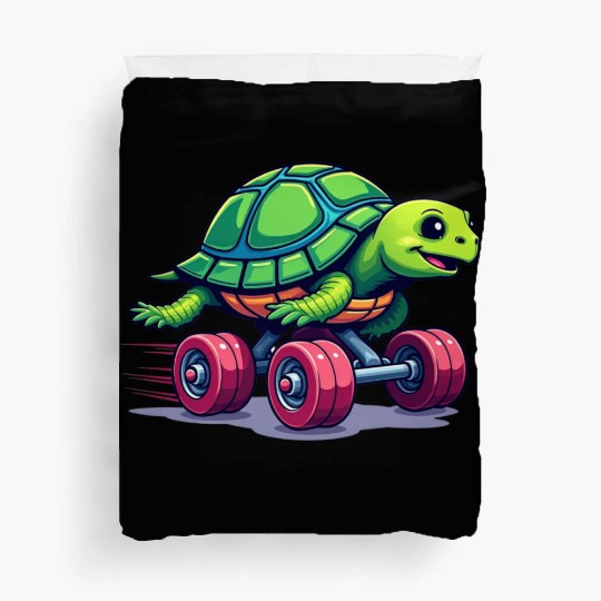 Turbo Turtle: Speed on Wheels Duvet Covers