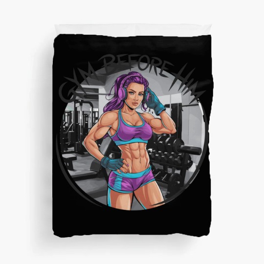 Gym Before Him for a Sporty women Duvet Covers
