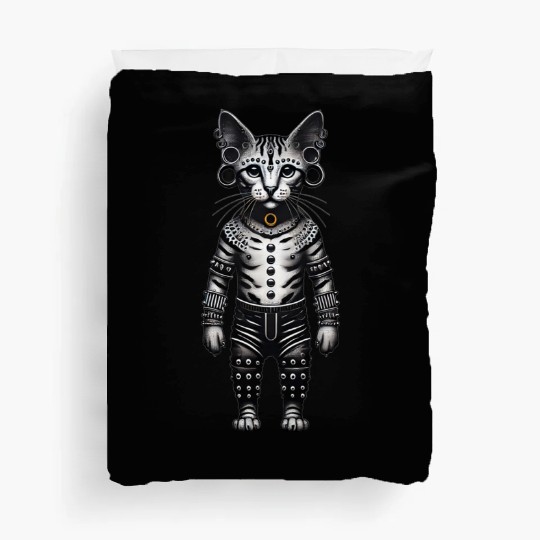 Warrior Cat with Piercings and Spacers Duvet Covers