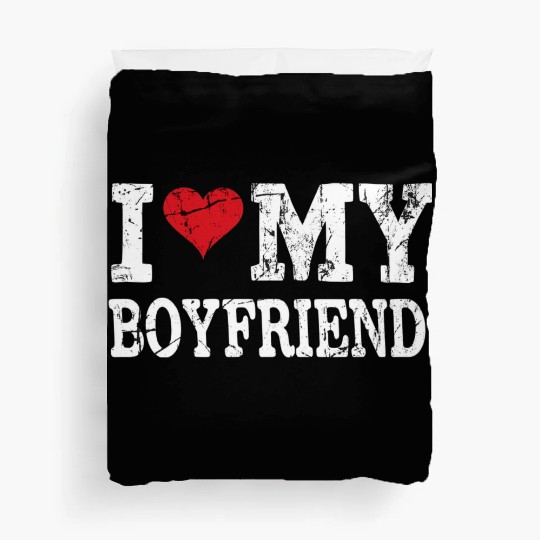 Modern Trendy Vintage I Love My Boyfriend Duvet Covers