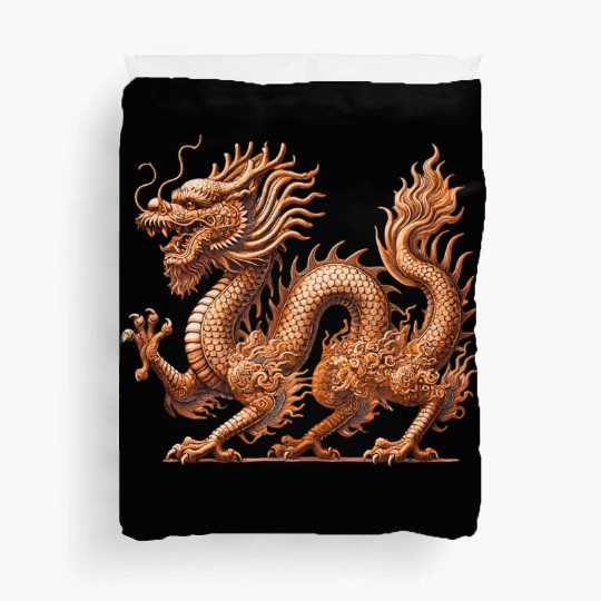 gold dragon Duvet Covers