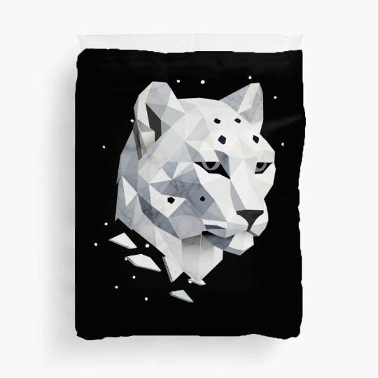 Geometric Snow Leopard - Elegance of the Wild Duvet Covers