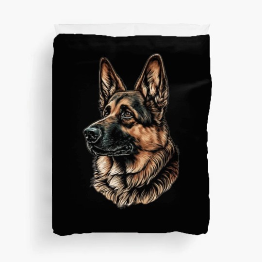 Serious Face German Shepherd Dog Head Duvet Covers