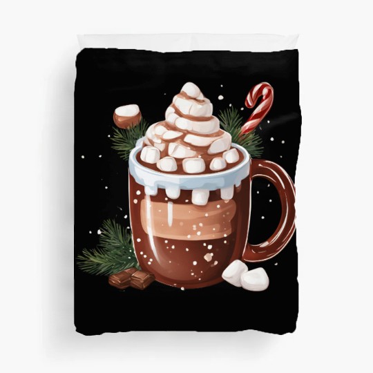 Festive Hot Chocolate with Marshmallows Duvet Covers