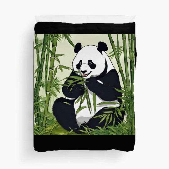 Chill Panda Eating Bamboo Cute Relaxed Design Duvet Covers