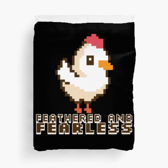 Feathered and Fearless: Bold 8-Bit Chicken Duvet Covers