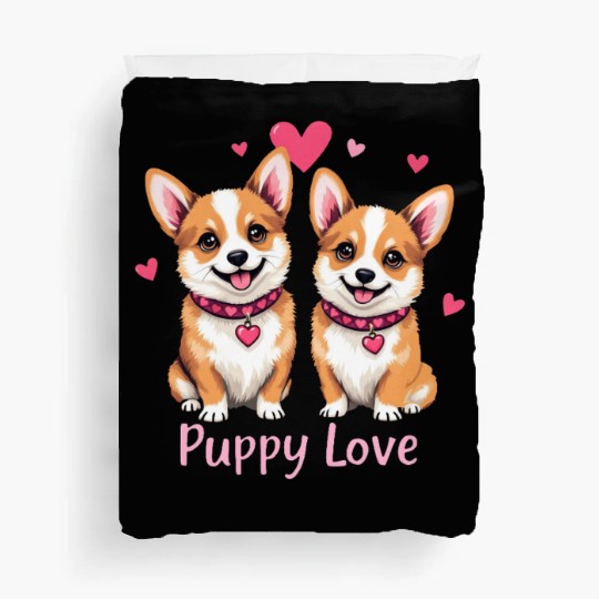 Valentines Day - Puppy Love Corgi dog Duvet Covers