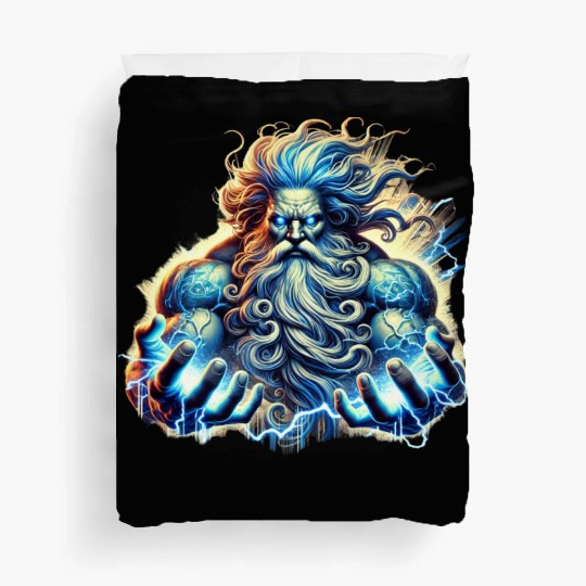 The Greek God Zeus with Lightning Duvet Covers
