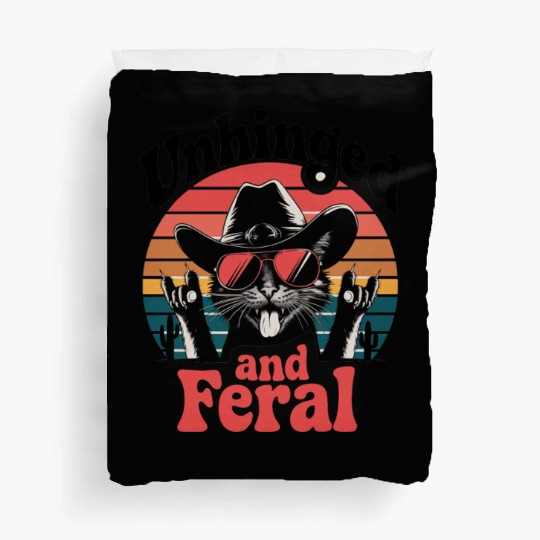 A playful design cat wearing a cowboy hat Duvet Covers