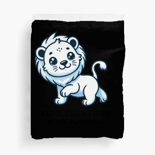 Fearless lion cub Duvet Covers