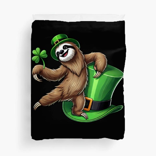 St. Patrick's Day Penguin with Clover and Hat Duvet Covers