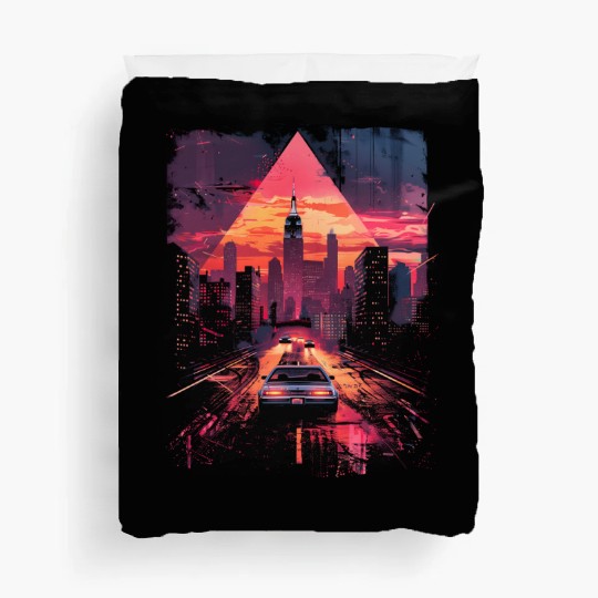 Vaporwave Retro Car City Synthwave 80s 90s Duvet Covers