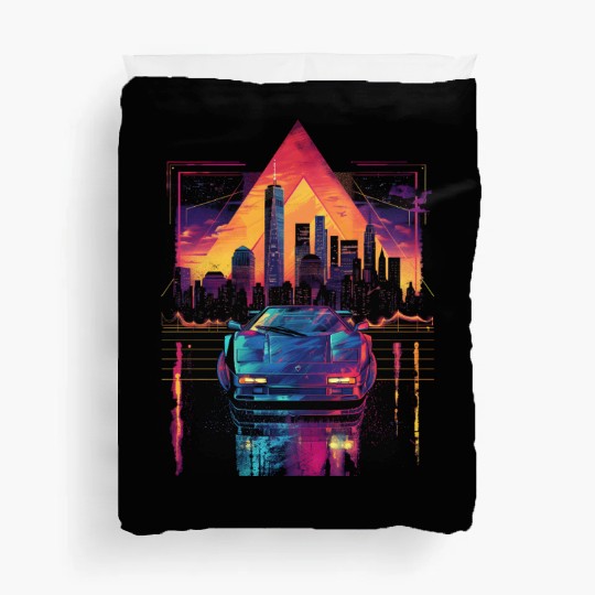 80s 90s Car City Synthwave Vaporwave Retro Duvet Covers