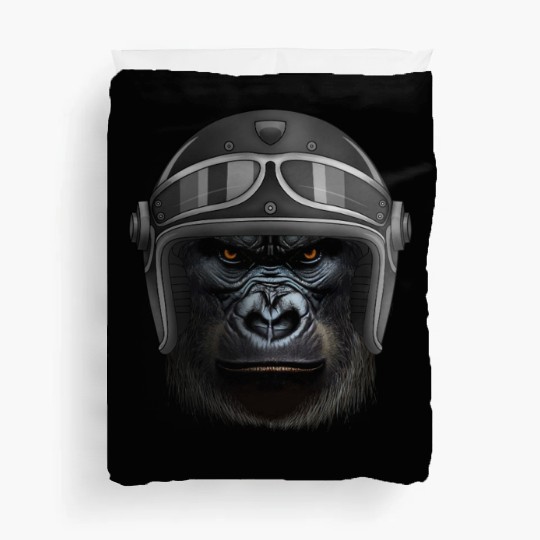 Biker Gorilla Motorcycle Silver Back Monkey Duvet Covers