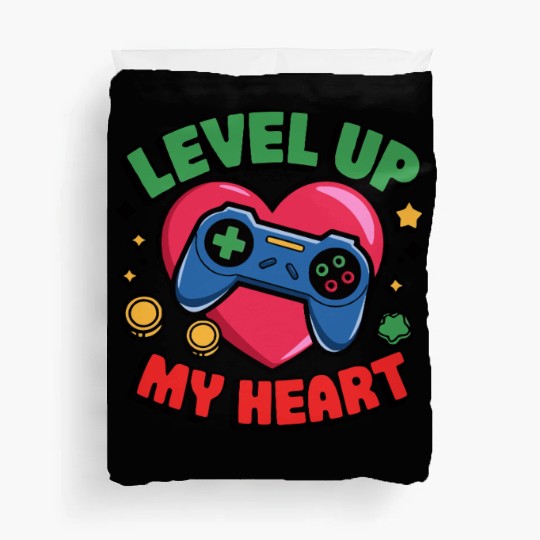 Level Up My Heart - Gaming Valentine's Design Duvet Covers