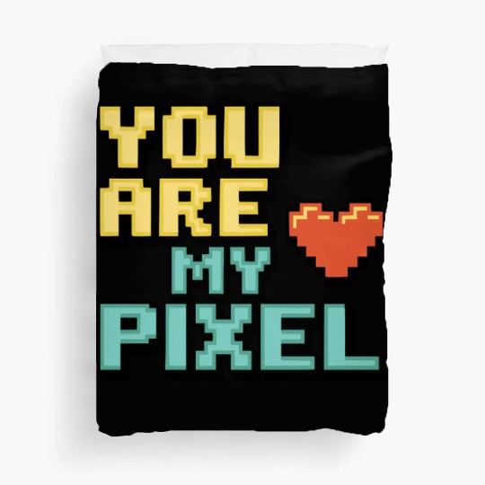 Gamer Valentine's Pixel 8-bit Gaming Couple Duvet Covers