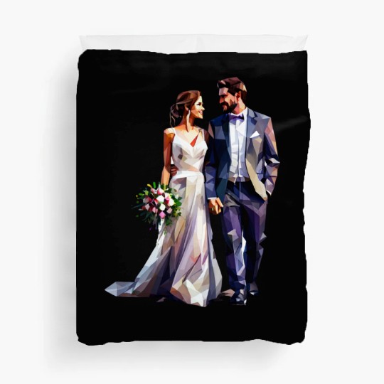 Elegant Bride and Groom Wedding Design Duvet Covers
