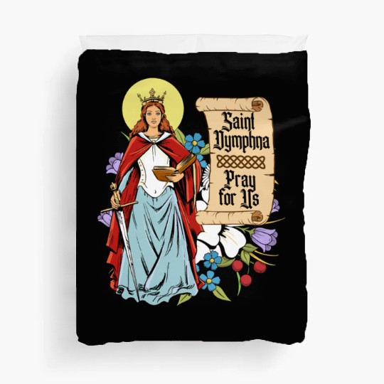 St. Dymphna Purity Lily Patron Saint Mental Health Duvet Covers