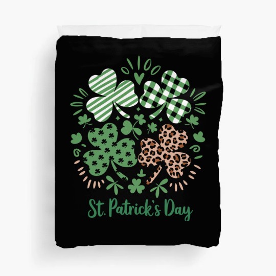 Plaid Leopard Print Shamrock St. Patrick's Day Duvet Covers