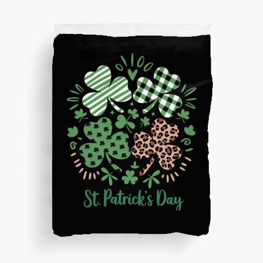 Plaid Leopard Print Shamrock St. Patrick's Day Duvet Covers