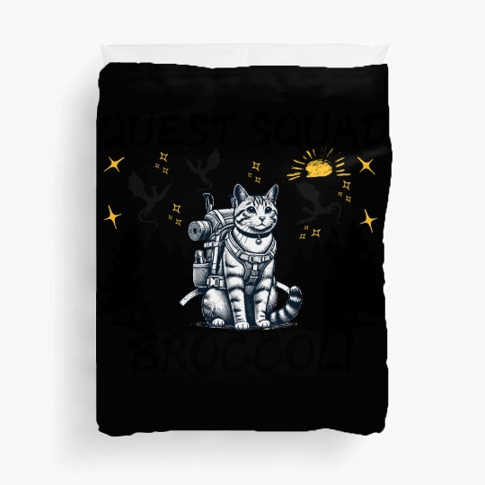 Retro Quest Fantasy Squad Broccoli Funny Cat Lover Duvet Covers