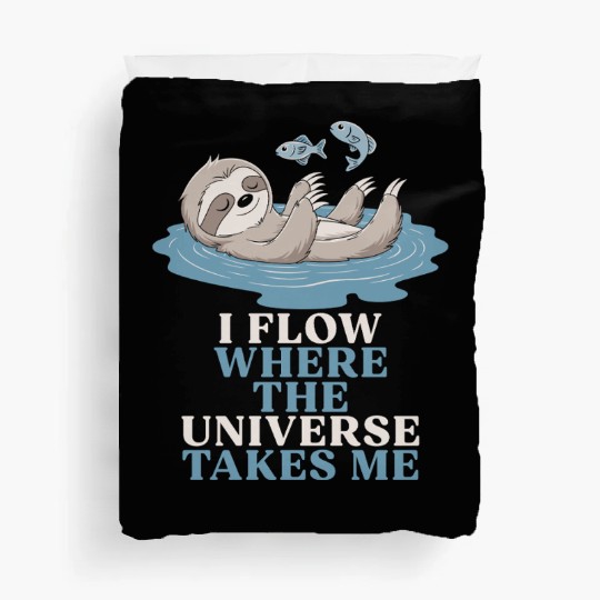 Pisces Zodiac Sloth I Flow Where The Universe Duvet Covers