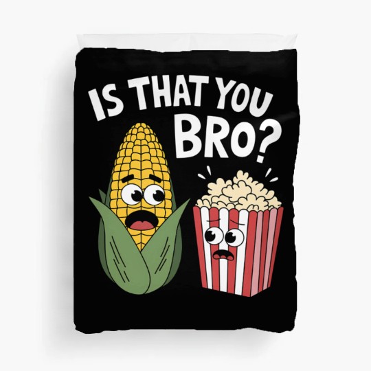 Funny Corn and Popcorn Cartoon Meme Design Duvet Covers