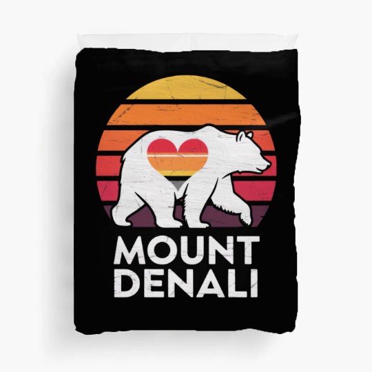 Vintage Bear Mount Denali Sunset Wilderness Duvet Covers
