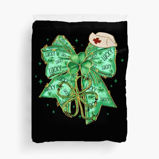 Coquette Patricks Day Bow Nurse Shamrock Lucky Duvet Covers
