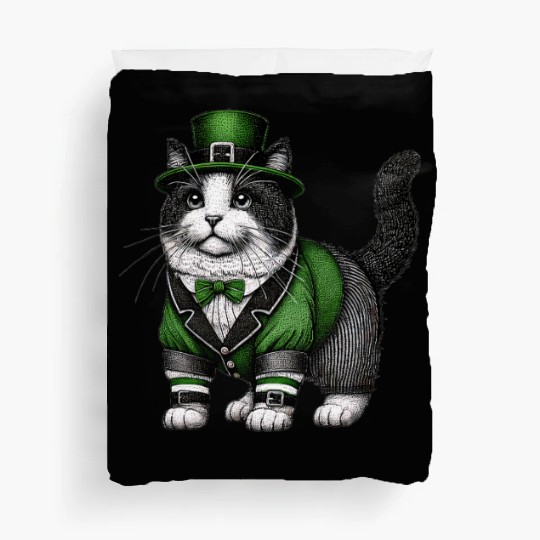 Lucky Cat in Green - St. Patrick’s Day Duvet Covers